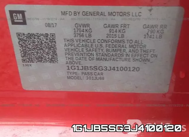 1G1JB5SG3J4100120 фото 10