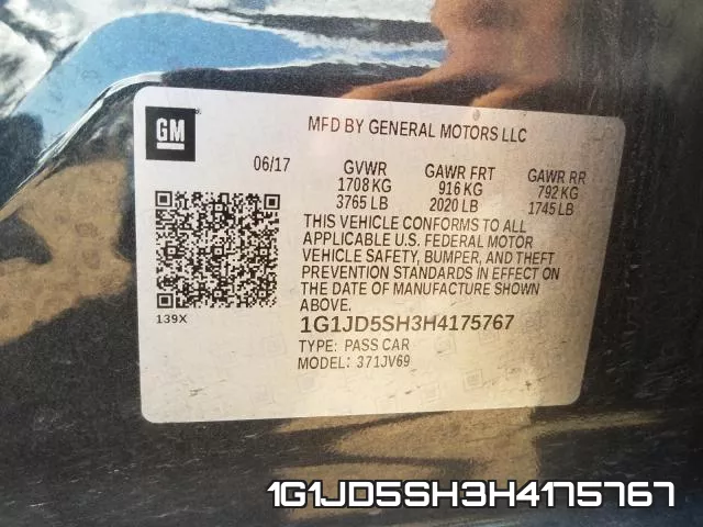 1G1JD5SH3H4175767 фото 2