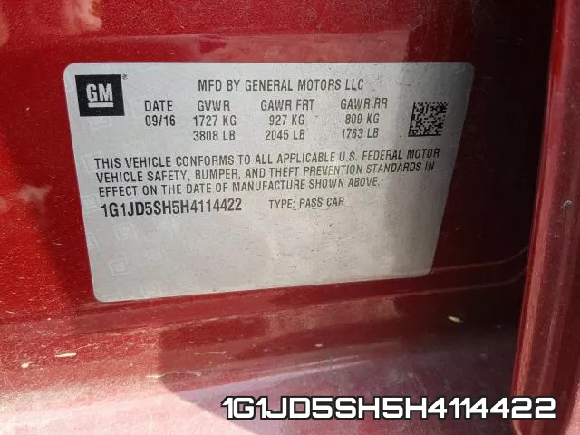 1G1JD5SH5H4114422 фото 2
