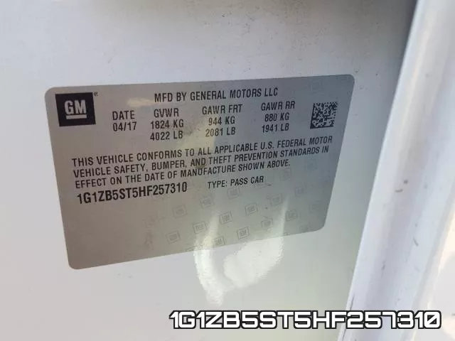 1G1ZB5ST5HF257310 фото 2