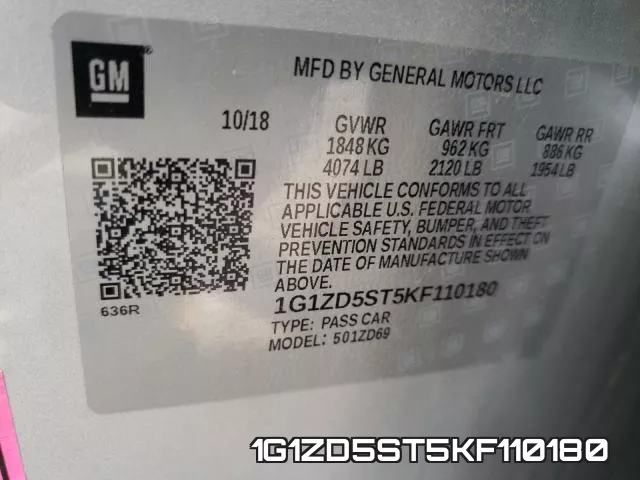1G1ZD5ST5KF110180 фото 2