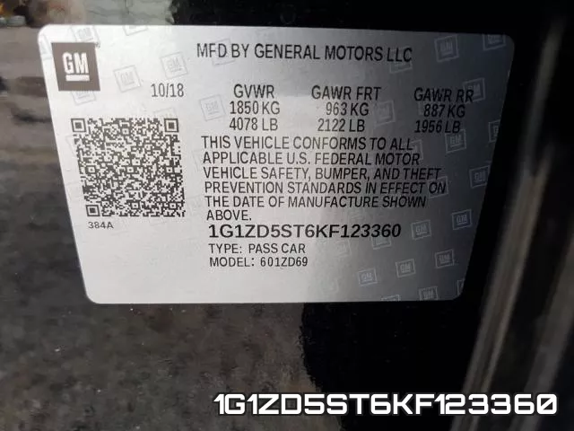 1G1ZD5ST6KF123360 фото 2