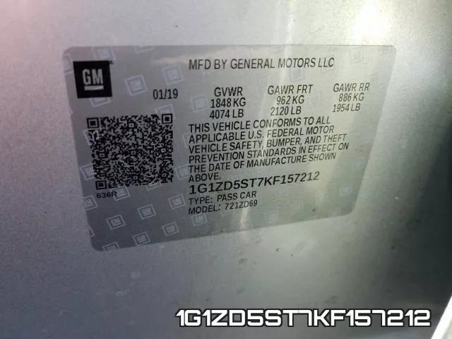 1G1ZD5ST7KF157212 фото 2
