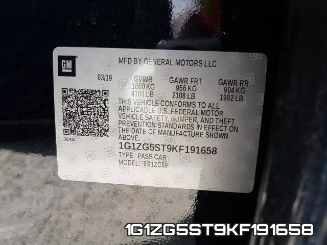 1G1ZG5ST9KF191658 фото 2