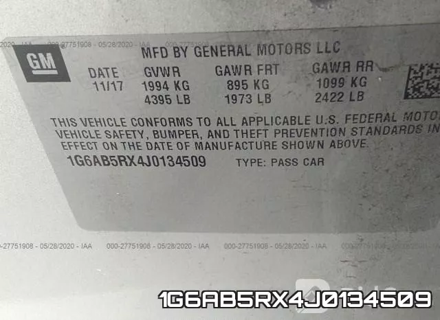 1G6AB5RX4J0134509 фото 10