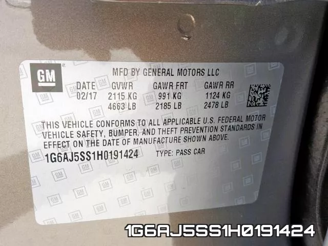 1G6AJ5SS1H0191424 фото 2