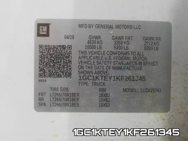 1GC1KTEY1KF261345 фото 2