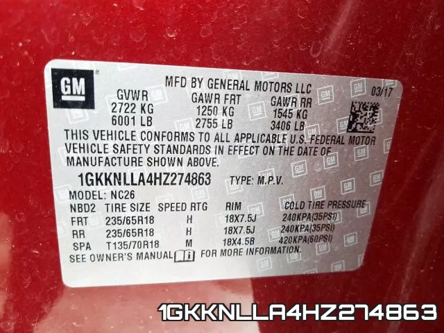 1GKKNLLA4HZ274863 фото 2
