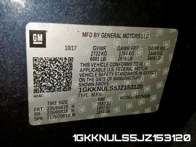 1GKKNULS5JZ153120 фото 2