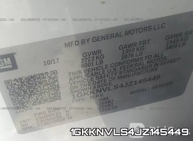 1GKKNVLS4JZ145449 фото 10