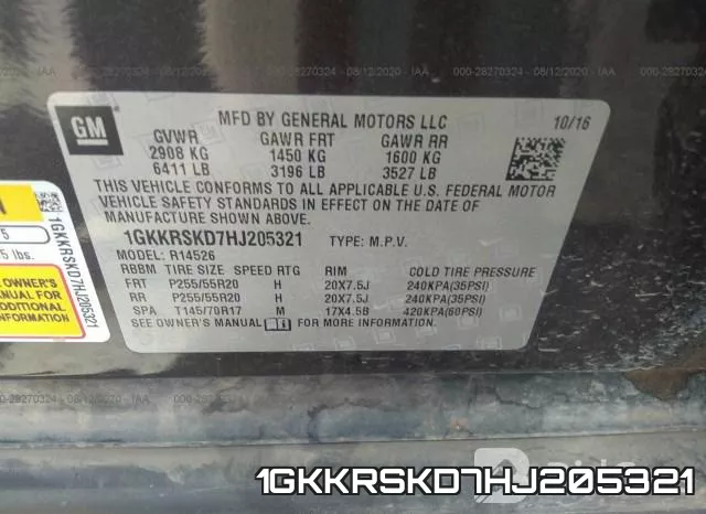 1GKKRSKD7HJ205321 фото 10