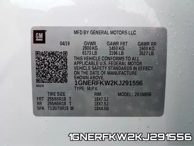 1GNERFKW2KJ291556 фото 2