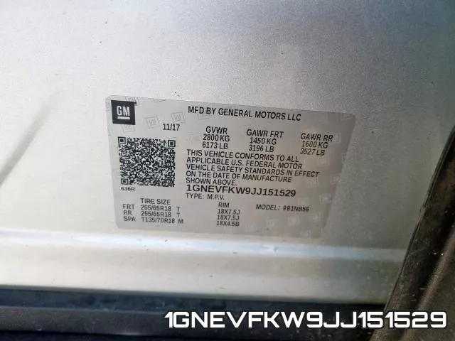 1GNEVFKW9JJ151529 фото 2