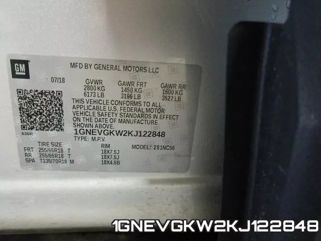 1GNEVGKW2KJ122848 фото 2