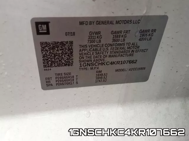 1GNSCHKC4KR107662 фото 2