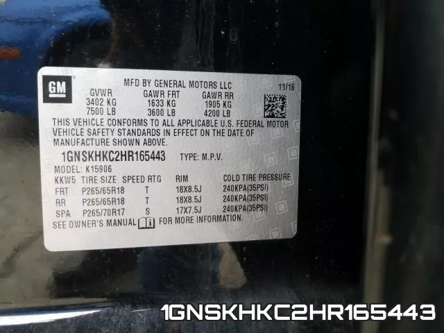 1GNSKHKC2HR165443 фото 2