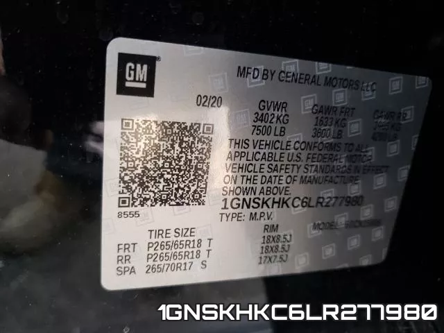 1GNSKHKC6LR277980 фото 2