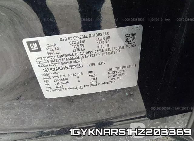 1GYKNARS1HZ203369 фото 10