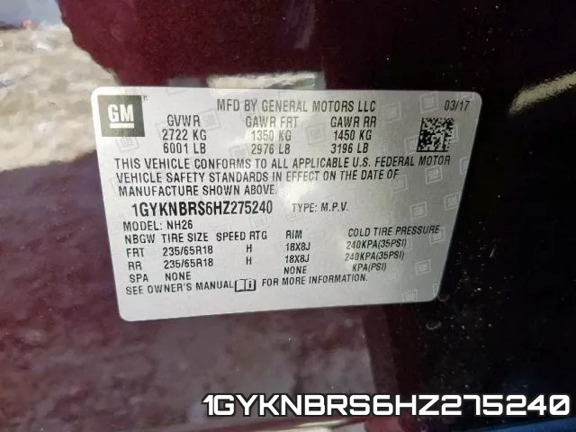 1GYKNBRS6HZ275240 фото 2