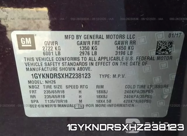 1GYKNDRSXHZ238123 фото 10