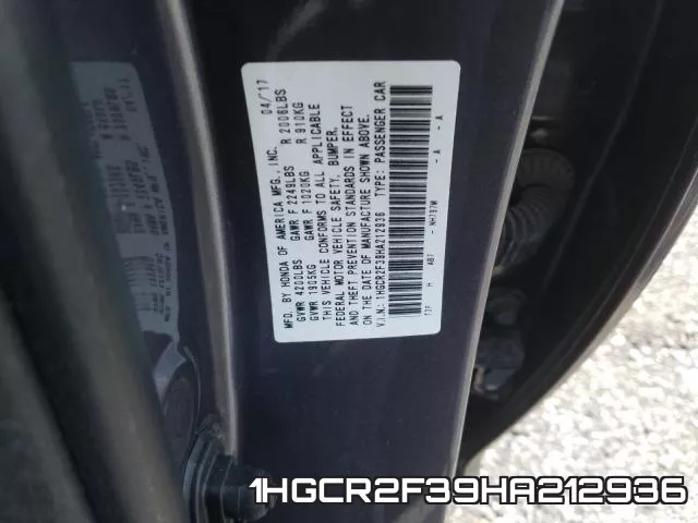 1HGCR2F39HA212936 фото 2