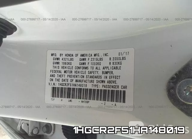 1HGCR2F51HA148019 фото 10