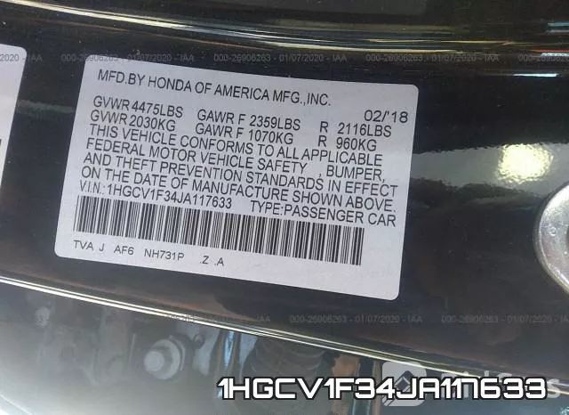 1HGCV1F34JA117633 фото 10