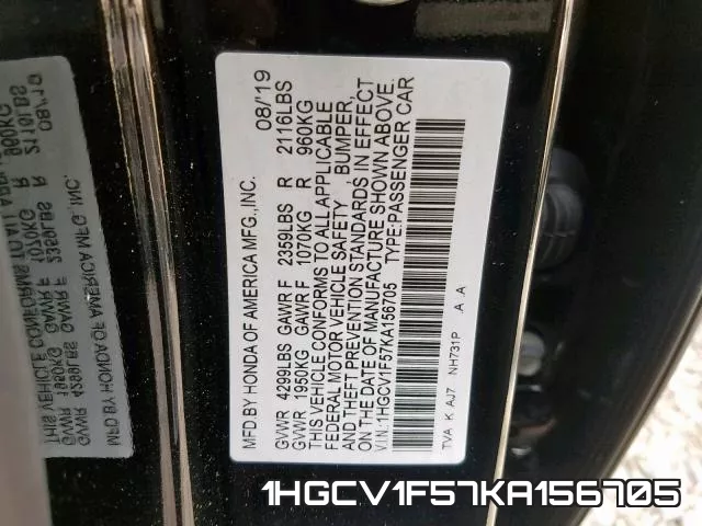 1HGCV1F57KA156705 фото 2