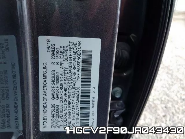 1HGCV2F90JA043430 фото 2