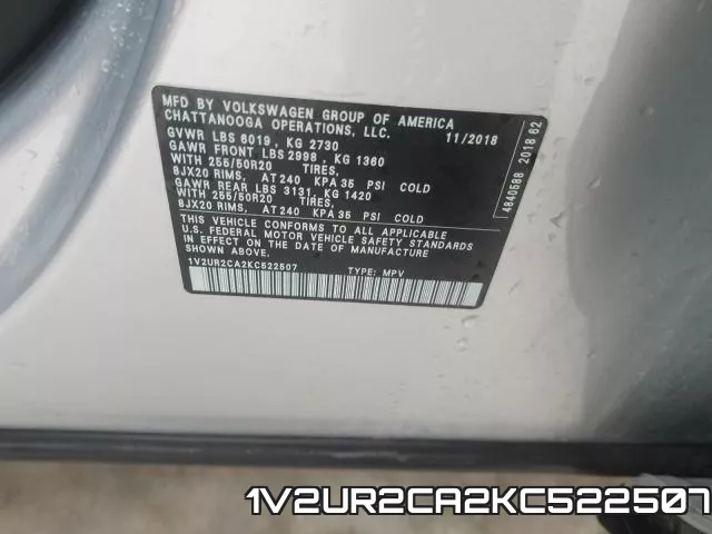1V2UR2CA2KC522507 фото 2