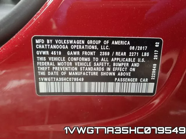 1VWGT7A35HC079549 фото 2