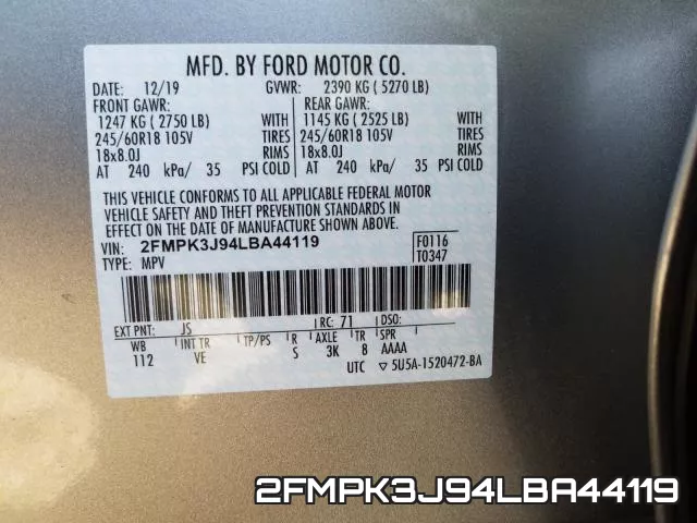 2FMPK3J94LBA44119 фото 2
