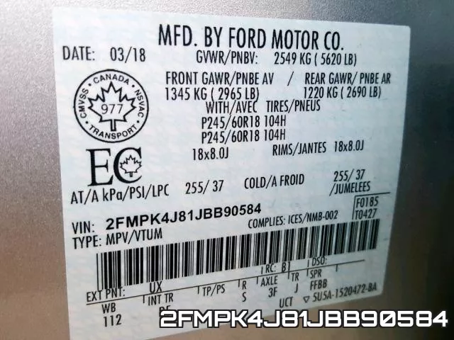 2FMPK4J81JBB90584 фото 2