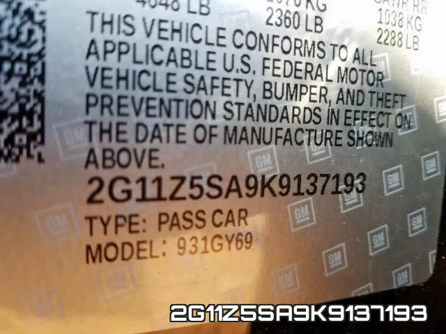 2G11Z5SA9K9137193 фото 2