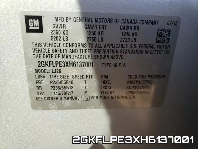 2GKFLPE3XH6137001 фото 2