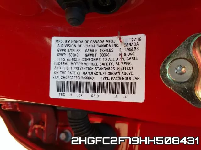 2HGFC2F79HH508431 фото 2