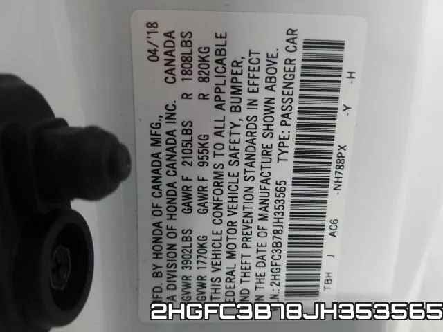 2HGFC3B78JH353565 фото 2