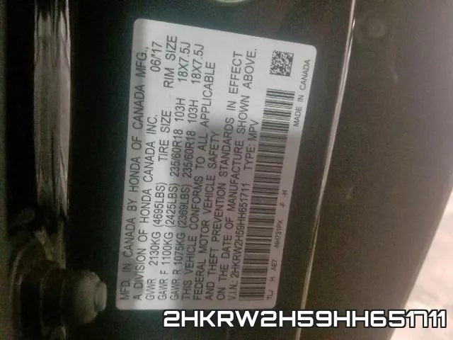 2HKRW2H59HH651711 фото 2