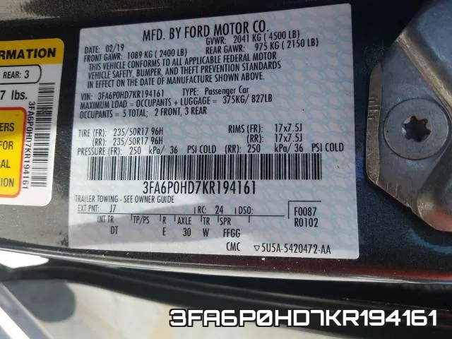3FA6P0HD7KR194161 фото 2