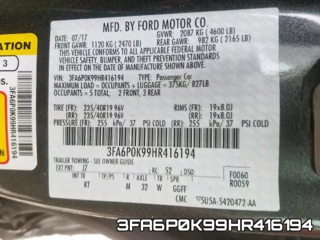 3FA6P0K99HR416194 фото 2
