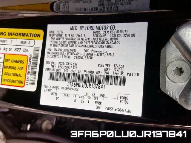 3FA6P0LU0JR137841 фото 2