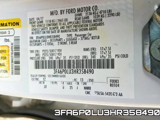 3FA6P0LU3HR358490 фото 2