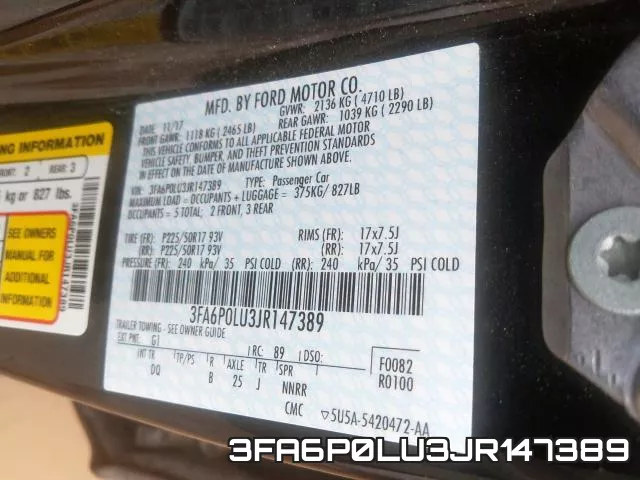 3FA6P0LU3JR147389 фото 2