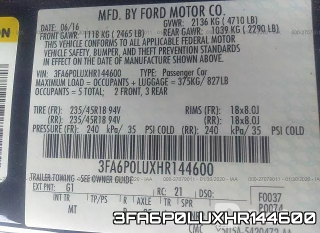 3FA6P0LUXHR144600 фото 10