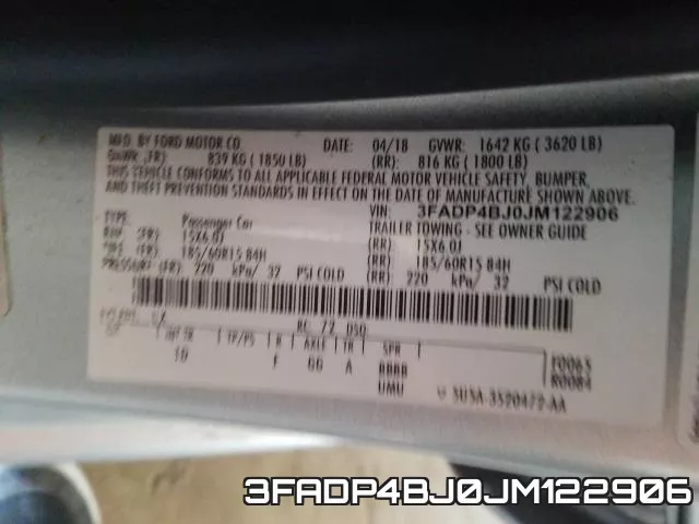 3FADP4BJ0JM122906 фото 2