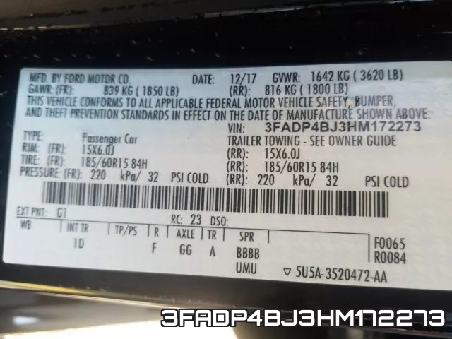 3FADP4BJ3HM172273 фото 2