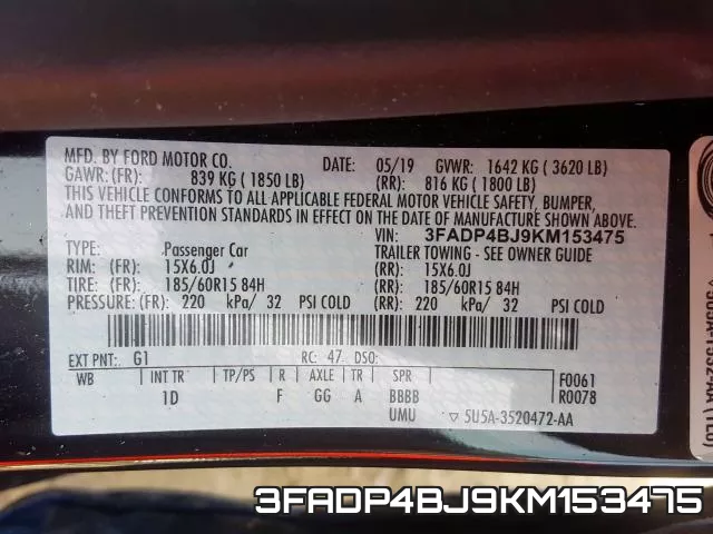 3FADP4BJ9KM153475 фото 2