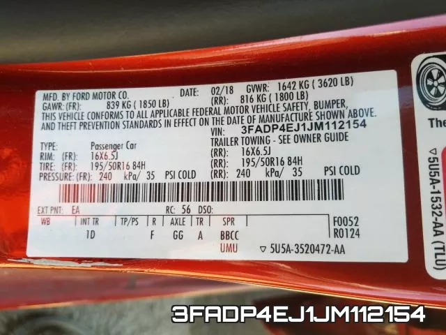 3FADP4EJ1JM112154 фото 2