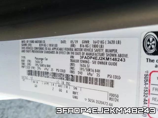 3FADP4EJ2KM148243 фото 2