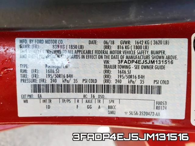 3FADP4EJ5JM131516 фото 2
